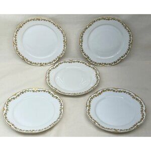 5 Haviland Schleiger 98 Green Clover Leaf Red Berries Bread & Butter Plates 6"